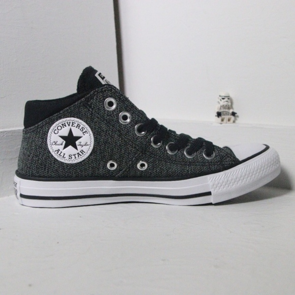 Converse Gray and Black Mid Tops